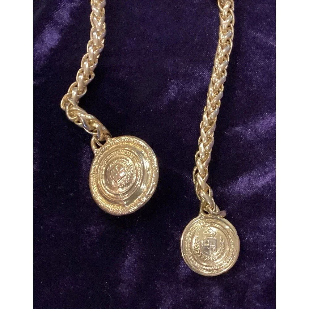 Vtg Gold Metal Braided Rope Gold Tone Coin Belt One Sz Adjustable Retro